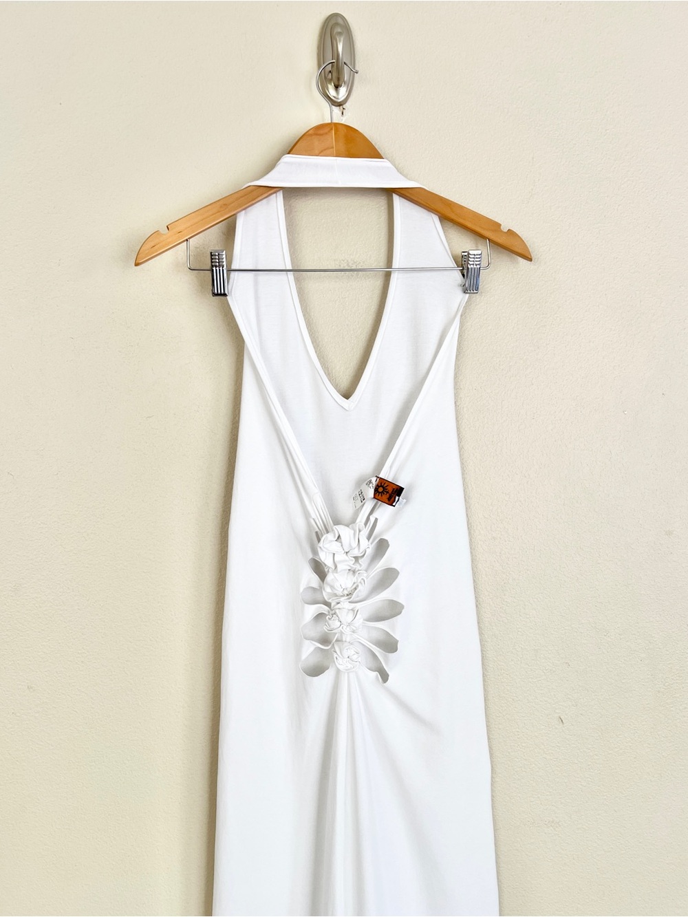 Vintage JEAN PAUL GAULTIER Soleil 2001 Rosette Cutout Halter Maxi Dress in White - Picture 11 of 12
